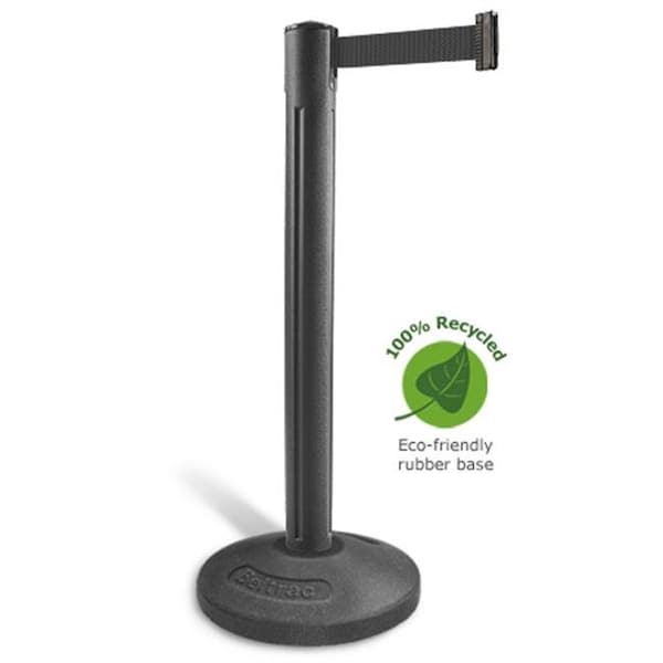 Lavi Industries Lavi Industries 80-5000R-BK-BK Plastic Post Tempest Outdoor Stanchion With 12 Ft. Black Retractable Barrier; Black Belt 80-5000R/BK/BK - main
